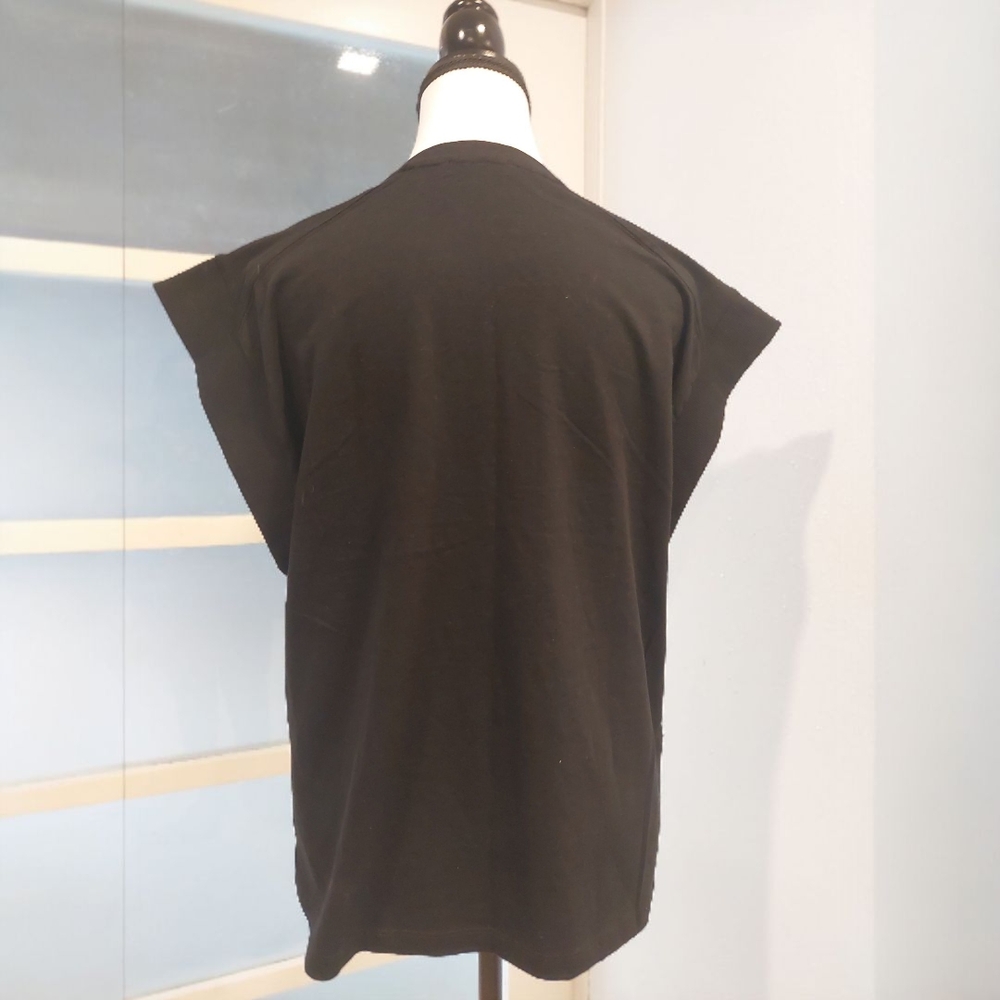 Zara Black Boxy Cap Sleeve Muscle Tee - Picture 2 of 7
